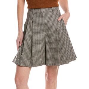 Brunello Cucinelli Womens  Pleated Wool-Blend Short